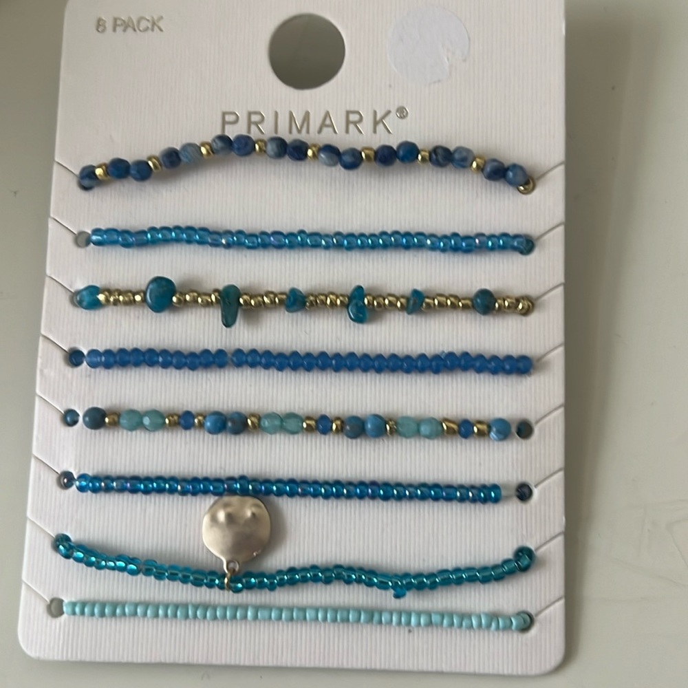 Primark London 8 pack ocean blue bracelets